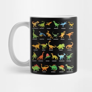 Dinosaur Species with Names Dino T-Rex Velociraptor Triceratops Dinosaurs Mug